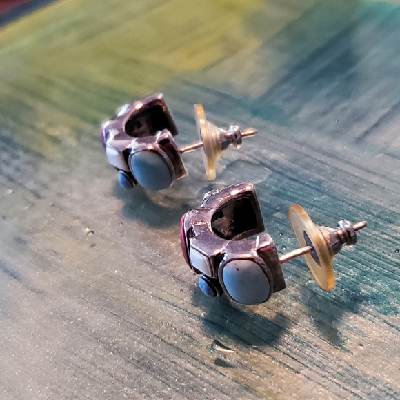 .925 Sterling Silver Earrings Set with Multiple Stones - Picture 7 of 8